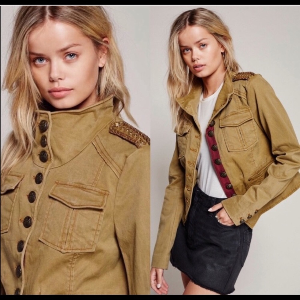 Free People Shrunken Officer Cropped Jacket